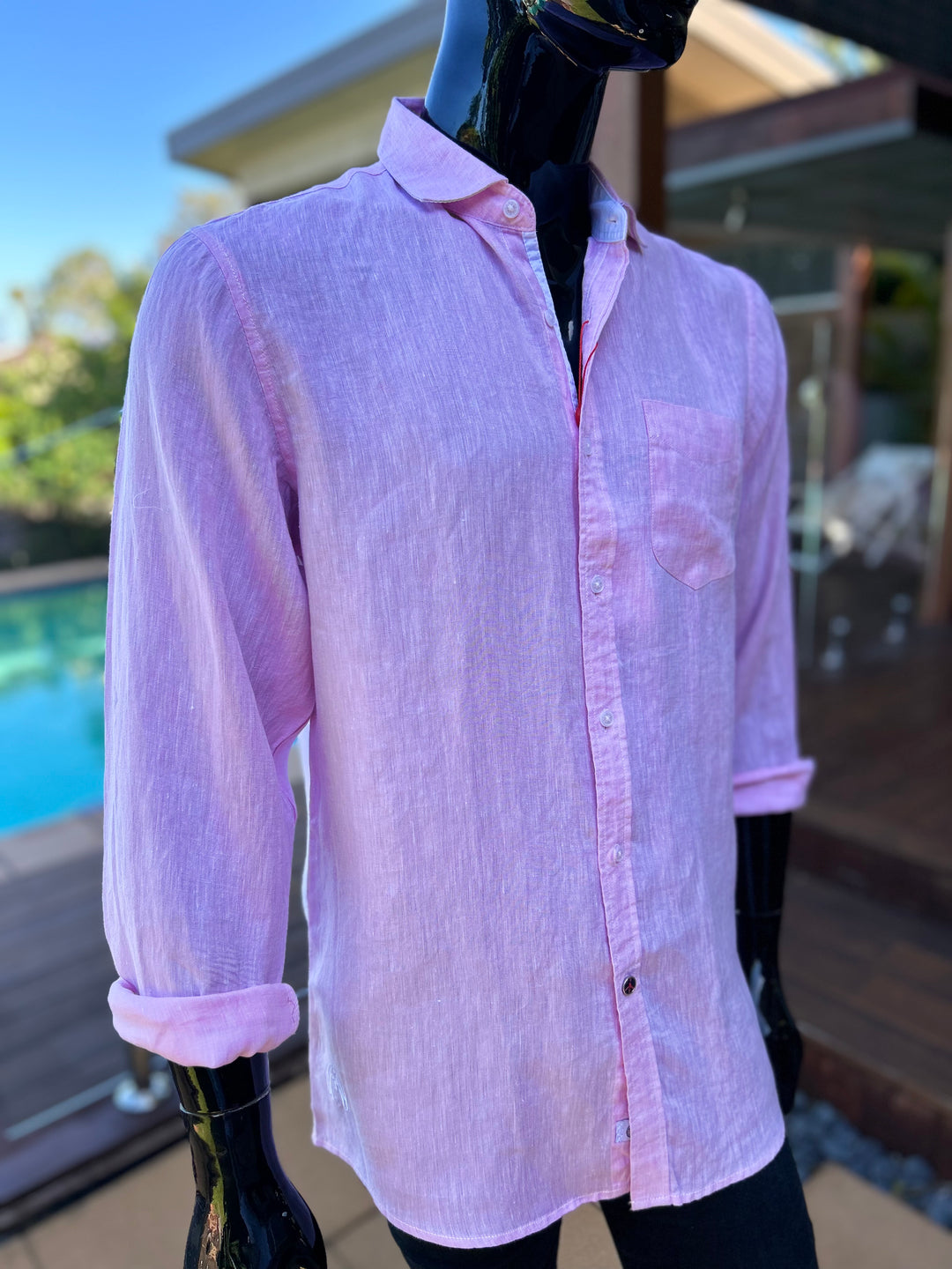 JOHN LENNON Mens Spotland Linen Long Sleeve Shirt Pink, MENS SHIRTS, JOHN LENNON, Elwood 101