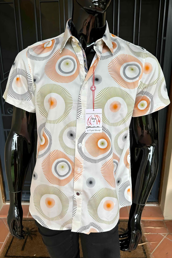JOHN LENNON Mens St Albans Short Sleeve Shirt - Melon, MENS SHIRTS, JOHN LENNON, Elwood 101