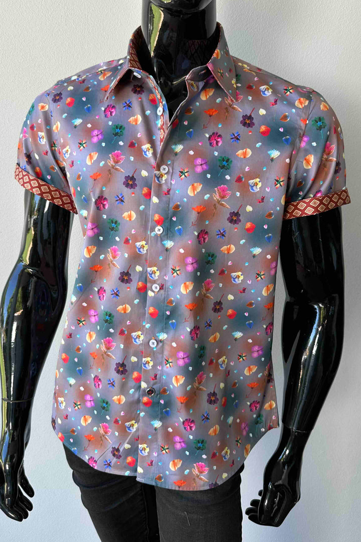 JOHN LENNON Mens Stockport Short Sleeve Shirt Mud