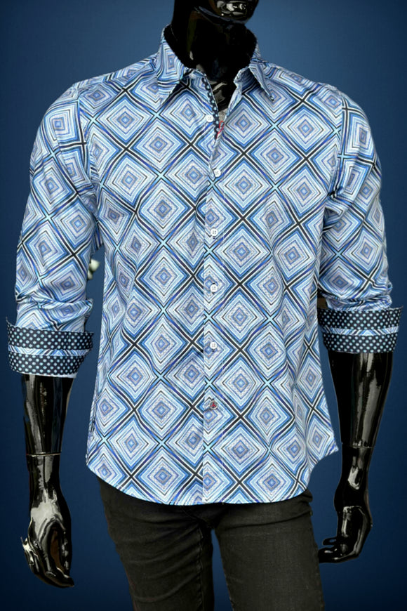 JOHN LENNON Mens Sutton Long Sleeve Shirt - Blue, MENS SHIRTS, JOHN LENNON, Elwood 101