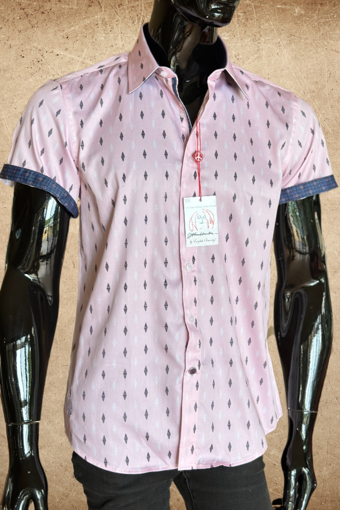 JOHN LENNON Mens Whitney Town Short Sleeve Shirt - Pink, MENS SHIRTS, JOHN LENNON, Elwood 101
