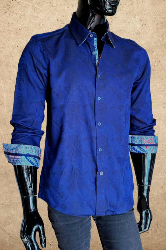 JOHN LENNON Mens Wilton Long Sleeve Shirt '24 - Navy, MENS SHIRTS, JOHN LENNON, Elwood 101