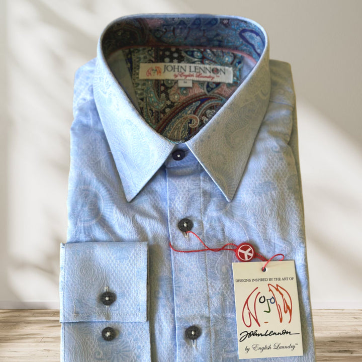 JOHN LENNON Mens Wilton Long Sleeve Shirt '24 - Sky, MENS SHIRTS, JOHN LENNON, Elwood 101