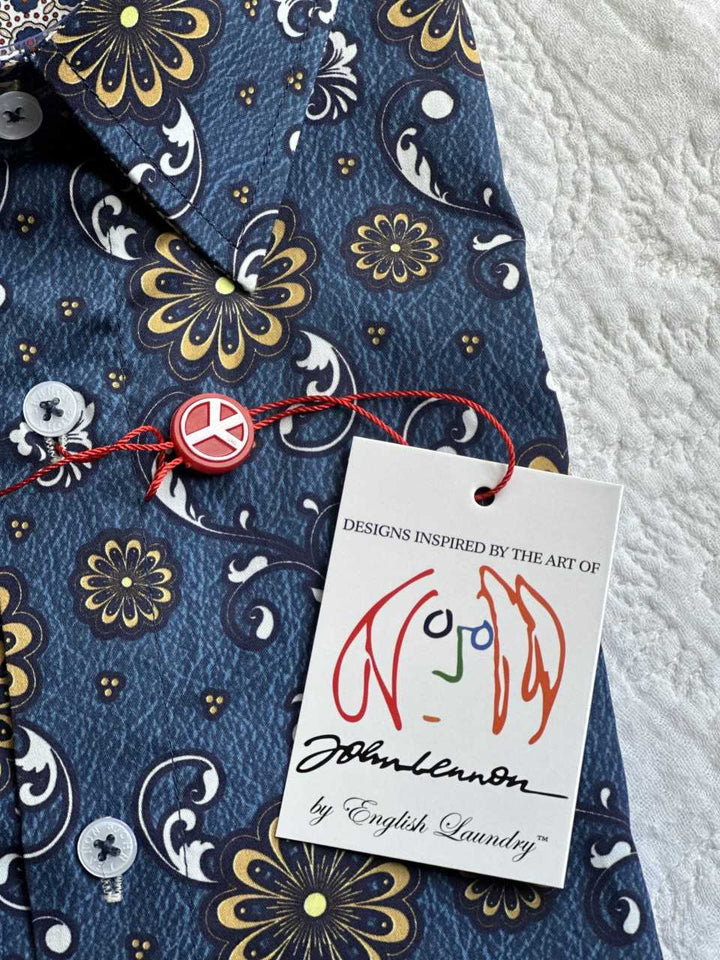JOHN LENNON Mens Petersborough Short Sleeve Shirt - Navy, MENS SHIRTS, JOHN LENNON, Elwood 101