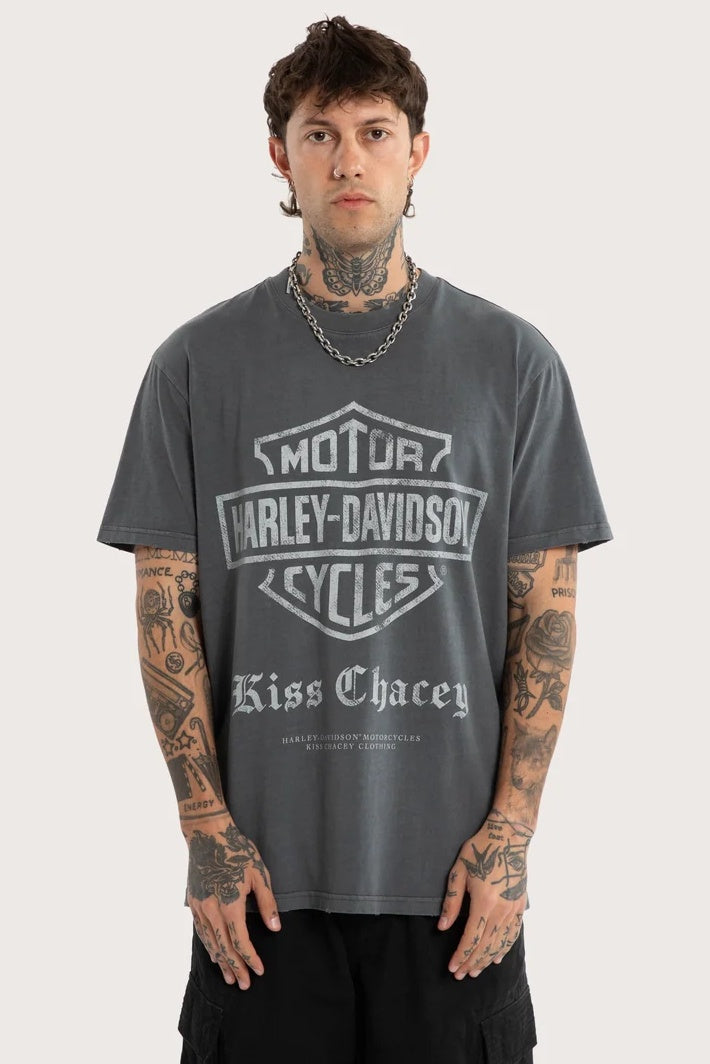 KISS CHACEY Harley Davidson Mens Downshift Relaxed Tee in Pigment Turbulence