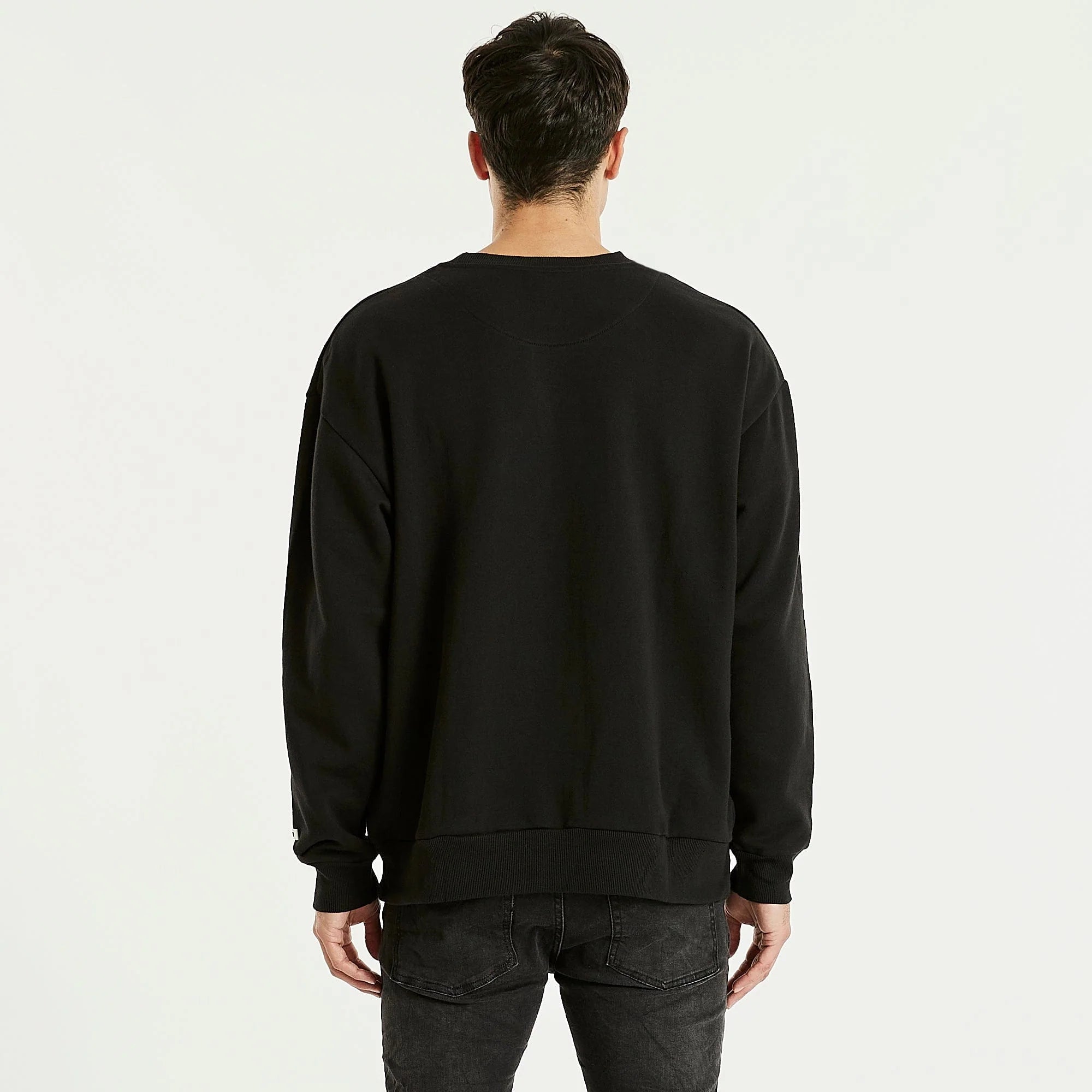 KISS CHACEY Mens Essentials Crew Neck Jumper Jet Black Elwood 101