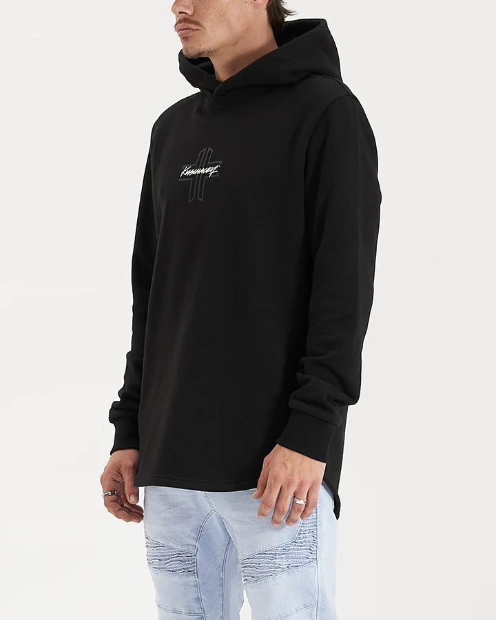 KISS CHACEY Mens Zenth Dual Curved Hem Hoodie - Jet Black, MENS HOODIES, KISS CHACEY, Elwood 101