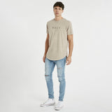 KISS CHACEY Mens Montercy Dual Curved Hem Tee Shirt - Pigment Warm Grey, MENS TEE SHIRTS, KISS CHACEY, Elwood 101