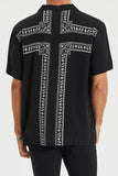 KISS CHACEY Mens Triumph Relaxed Resort Short Sleeve Shirt - Black Print, MENS SHIRTS, KISS CHACEY, Elwood 101