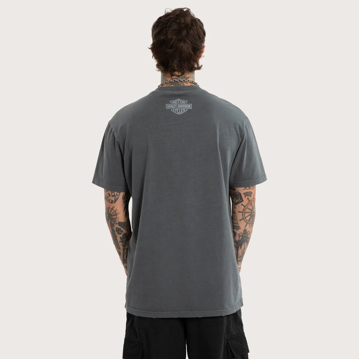 KISS CHACEY Harley Davidson Mens Downshift Relaxed Tee in Pigment Turbulence
