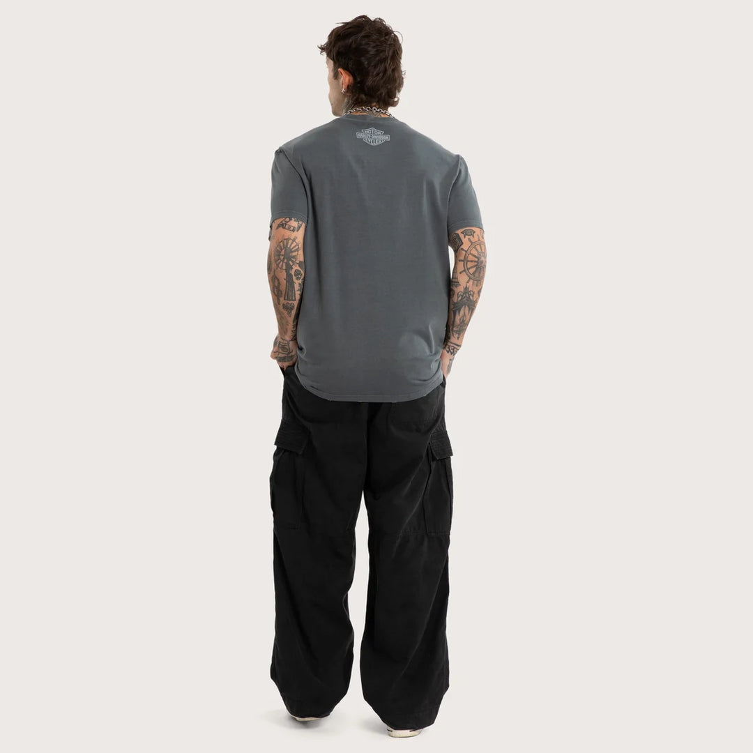 KISS CHACEY Harley Davidson Mens Downshift Relaxed Tee in Pigment Turbulence