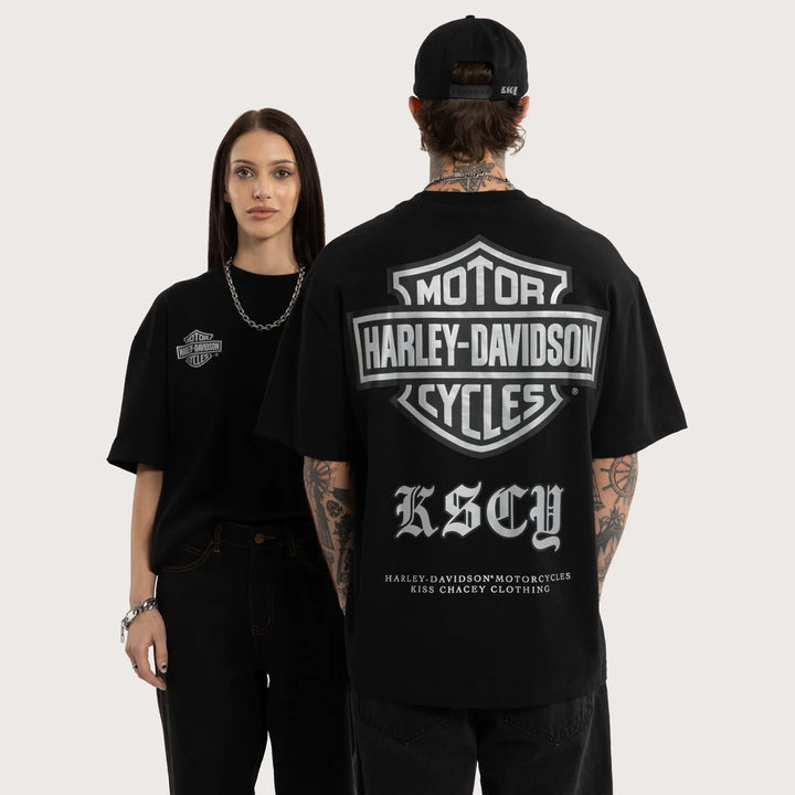 KISS CHACEY Harley Davidson Mens Scrambler Street Tee in Jet Black
