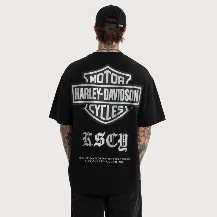 KISS CHACEY Harley Davidson Mens Scrambler Street Tee in Jet Black