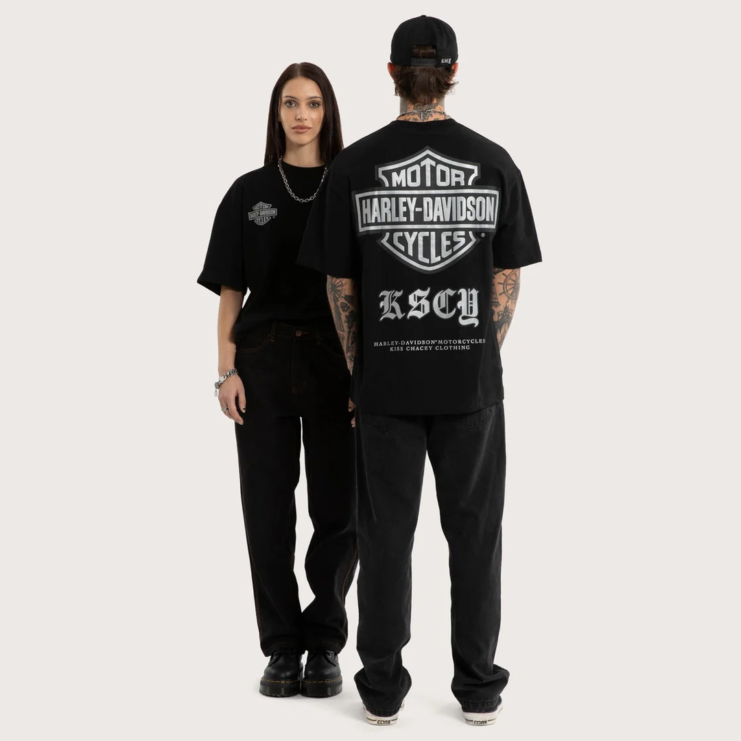 KISS CHACEY Harley Davidson Mens Scrambler Street Tee in Jet Black