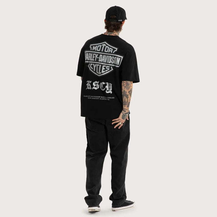 KISS CHACEY Harley Davidson Mens Scrambler Street Tee in Jet Black