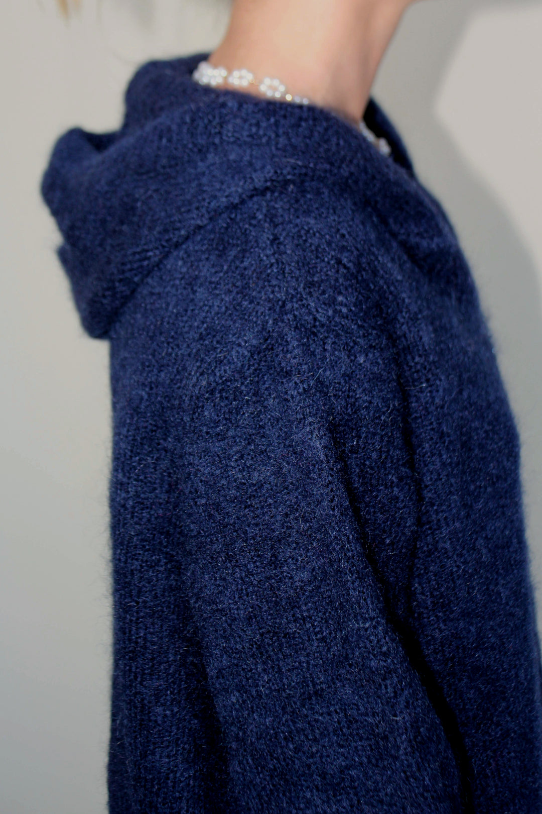 MAISON ANJE Womens Lenebula Kid Mohair Hooded Zip Cardigan Navy, WOMENS KNITS & SWEATERS, MAISON ANJE, Elwood 101