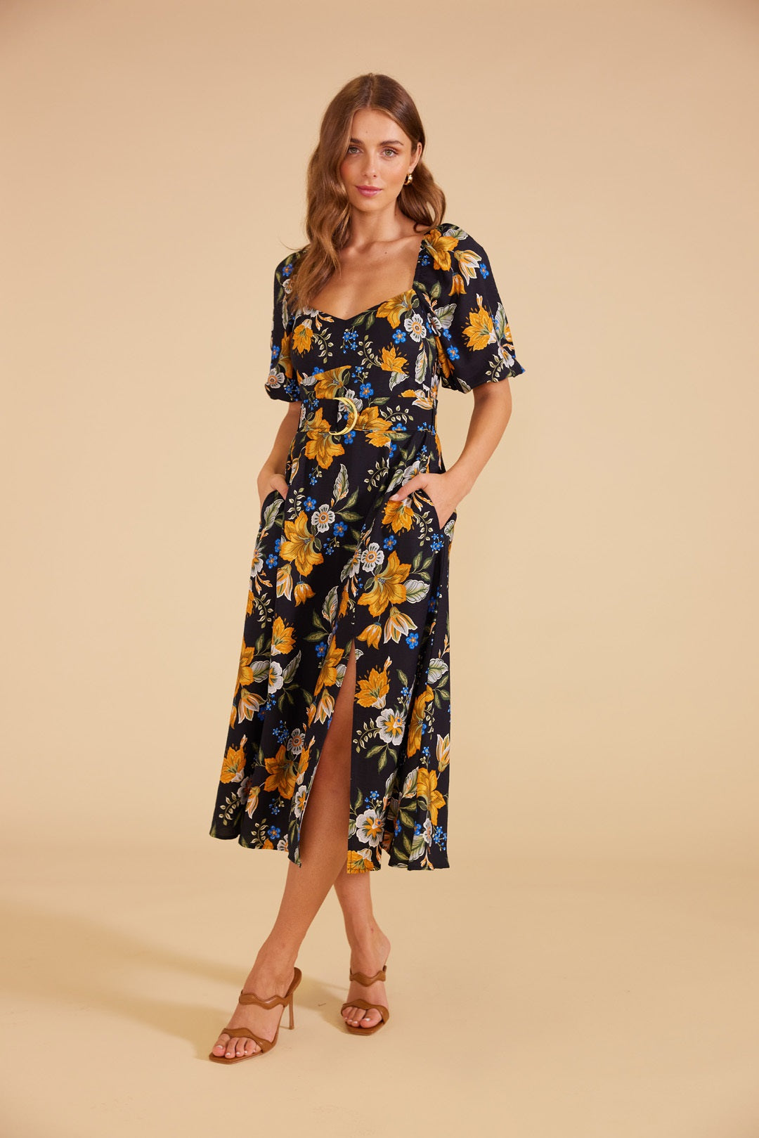 MINKPINK Womens Laurene Midi Dress - Black Floral, WOMENS DRESSES, MINKPINK, Elwood 101