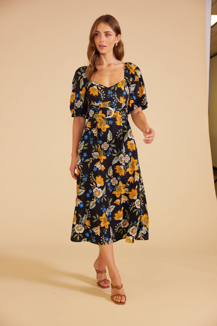 MINKPINK Womens Laurene Midi Dress - Black Floral, WOMENS DRESSES, MINKPINK, Elwood 101