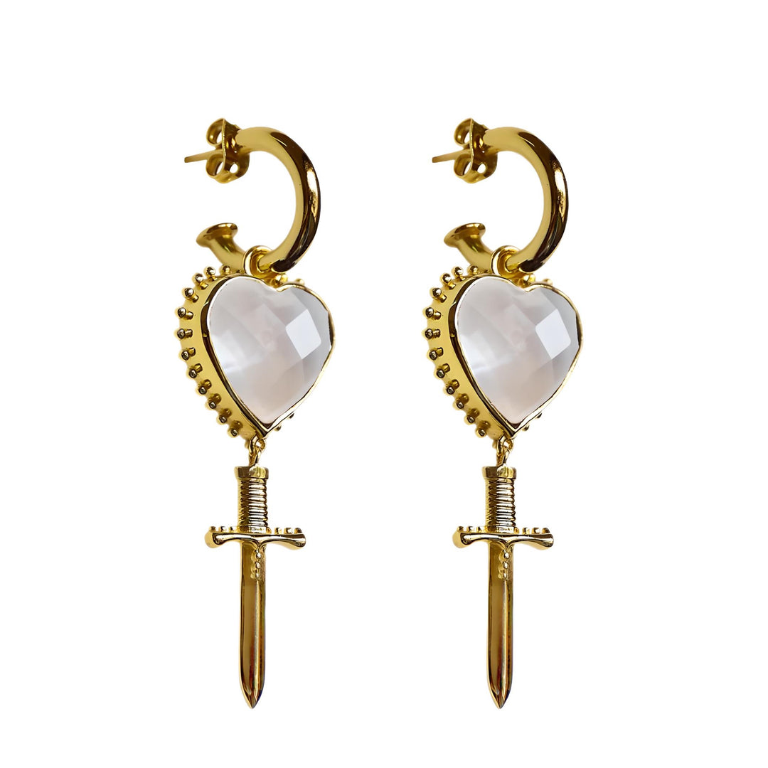 MOUNTAIN & MOON Womens Juliet Earrings - Gold Crystal Quartz, WOMENS JEWELLERY, Mountain & Moon, Elwood 101