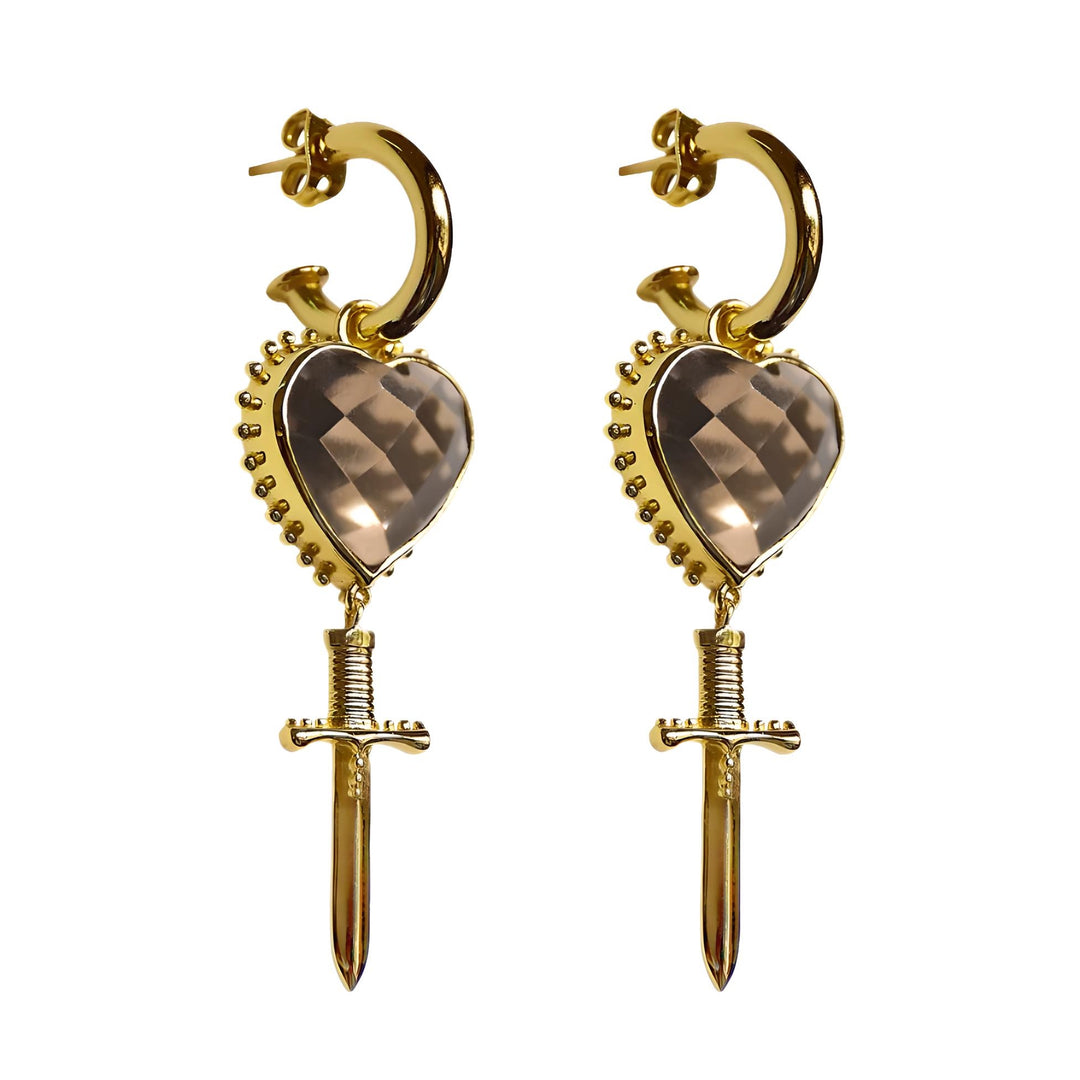 MOUNTAIN & MOON Womens Juliet Earrings - Gold Smoky Quartz, WOMENS JEWELLERY, Mountain & Moon, Elwood 101
