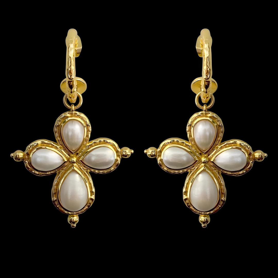 MOUNTAIN & MOON Womens Rosalia Earrings - Gold Glass Pearl, WOMENS JEWELLERY, Mountain & Moon, Elwood 101