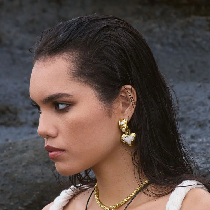 MOUNTAIN & MOON Womens Elena Earrings - Gold Pearl, WOMENS JEWELLERY, Mountain & Moon, Elwood 101