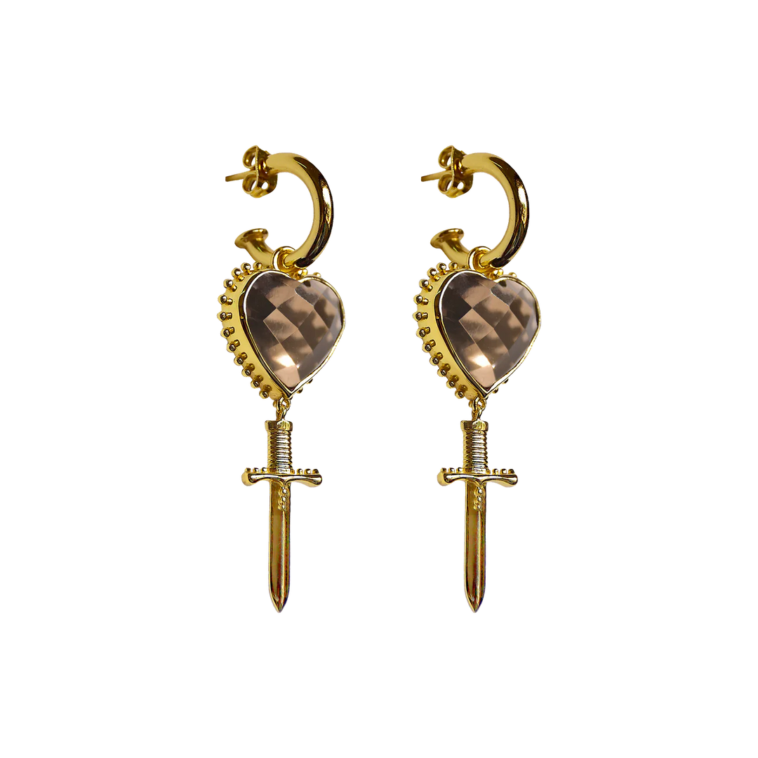 MOUNTAIN & MOON Womens Juliet Earrings - Gold Smoky Quartz, WOMENS JEWELLERY, Mountain & Moon, Elwood 101