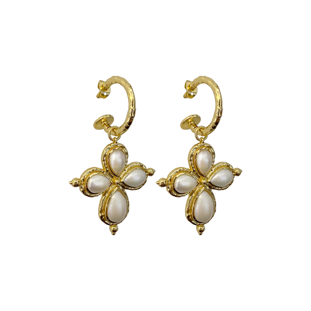 MOUNTAIN & MOON Womens Rosalia Earrings - Gold Glass Pearl, WOMENS JEWELLERY, Mountain & Moon, Elwood 101