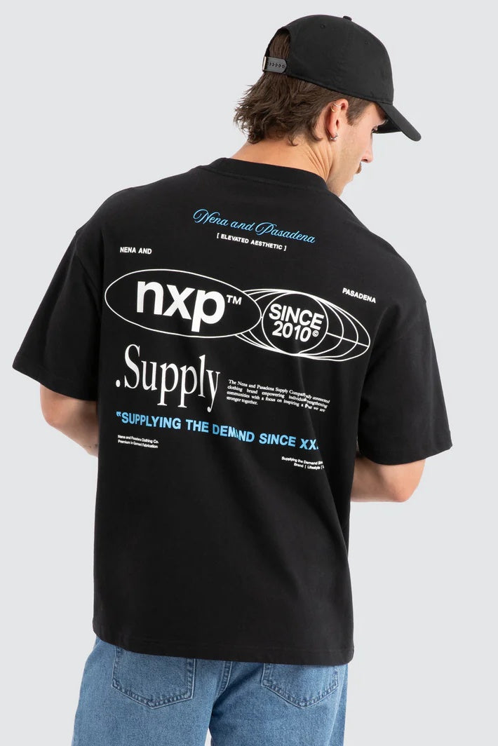 NENA & PASADENA Mens Union Raptor Tee in Anthracite Black