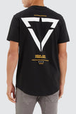 NENA & PASADENA Mens Vector Dual Curved Hem Tee Shirt - Jet Black, MENS TEE SHIRTS, NENA PASADENA, Elwood 101