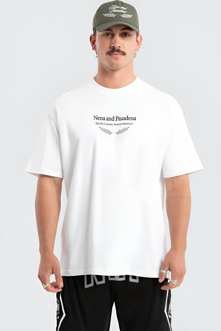 NENA PASADENA Mens Buffer Box Fit Tee in White