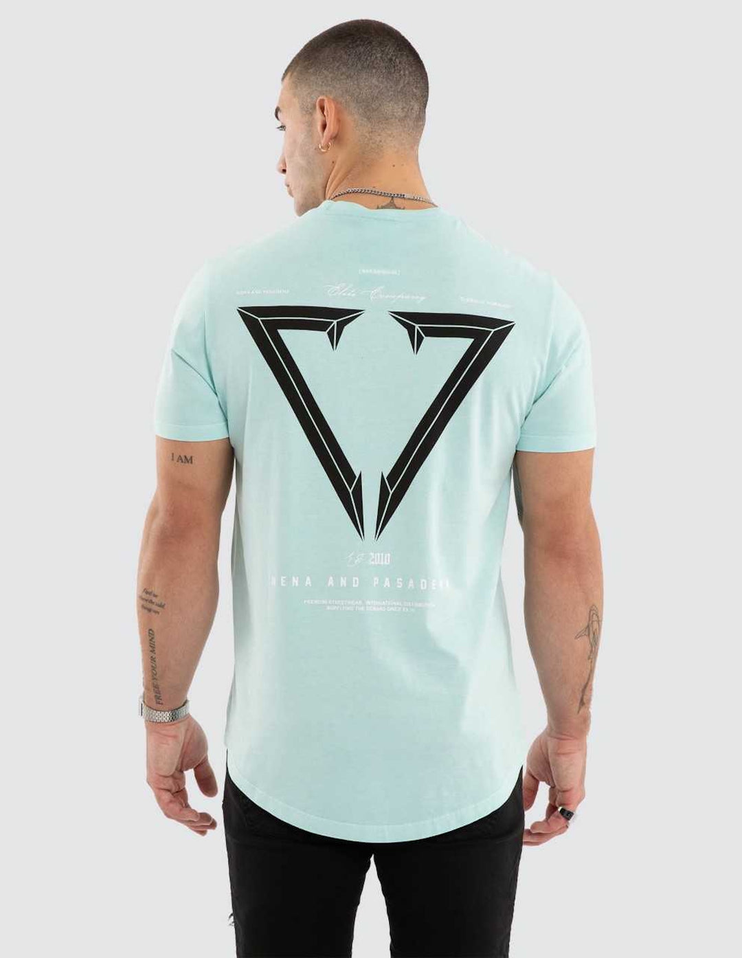 NENA & PASADENA Mens Eidolon Dual Curved Tee in Pigment Blue Tint, MENS TEE SHIRTS, NENA PASADENA, Elwood 101