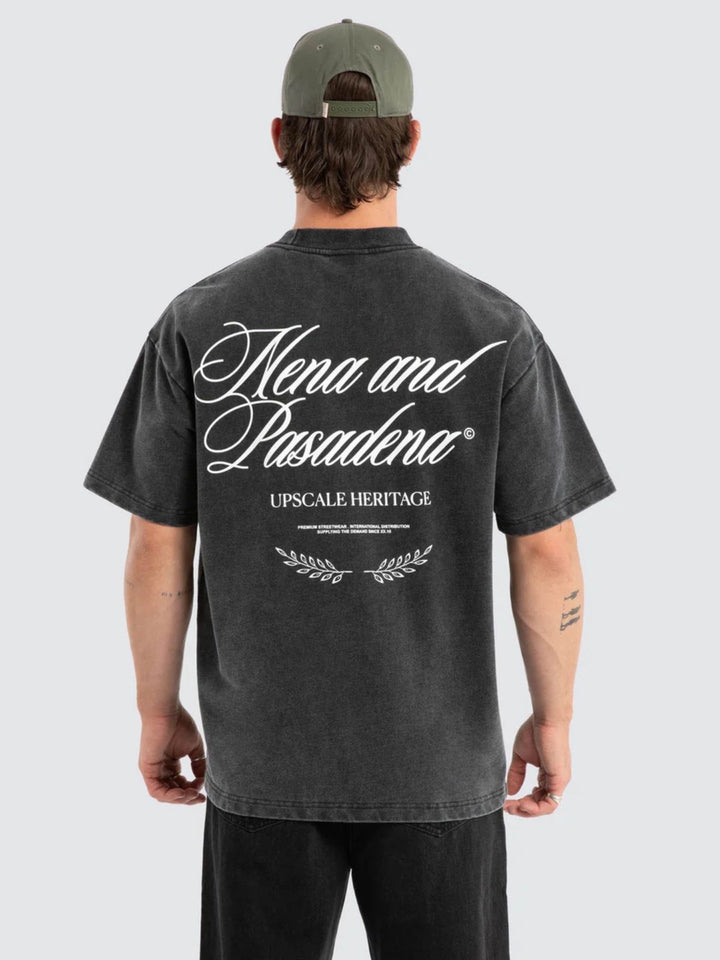 NENA & PASADENA Mens Heritage Loopback Raptor Tee in Mineral Black, MENS TEE SHIRTS, NENA PASADENA, Elwood 101