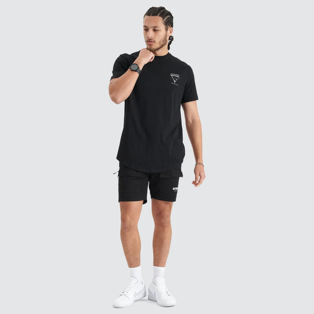 NENA & PASADENA Mens Alliance Dual Curved Hem Tee - Jet Black, MENS TEE SHIRTS, NENA PASADENA, Elwood 101