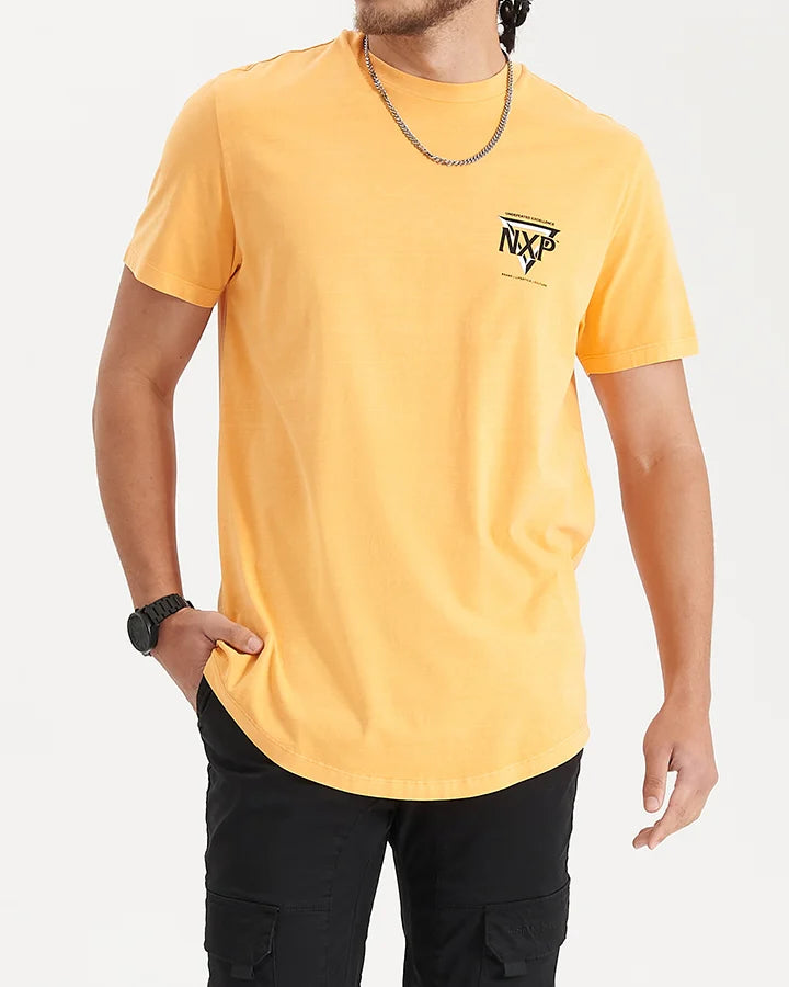 NENA & PASADENA Mens Alliance Dual Curved Hem Tee - Pigment Mock Orange, MENS TEE SHIRTS, NENA PASADENA, Elwood 101
