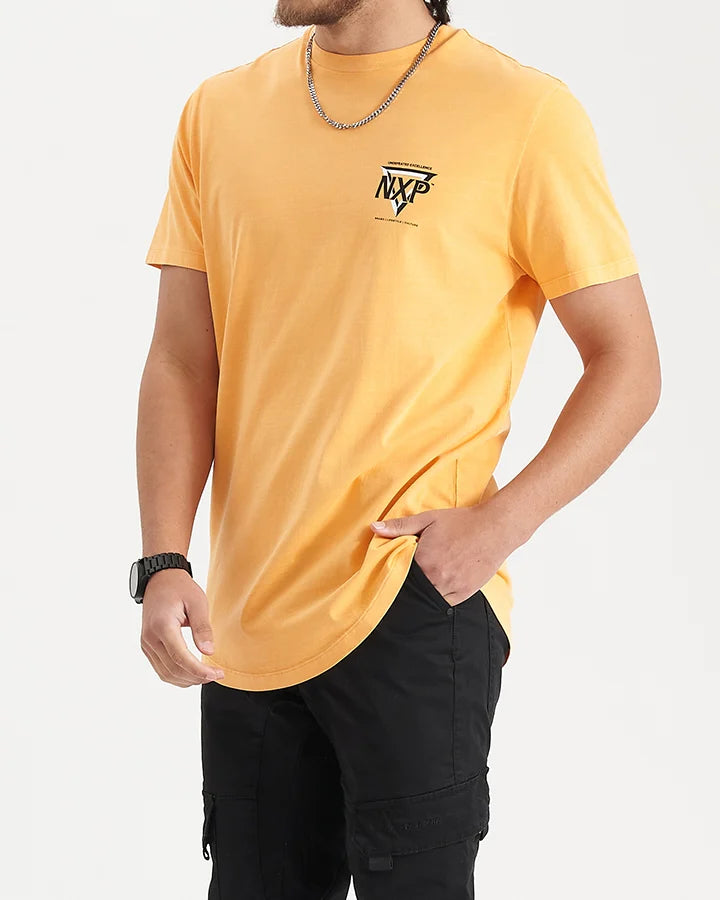 NENA & PASADENA Mens Alliance Dual Curved Hem Tee - Pigment Mock Orange, MENS TEE SHIRTS, NENA PASADENA, Elwood 101