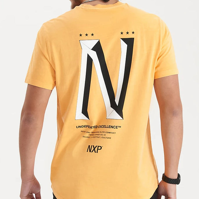 NENA & PASADENA Mens Alliance Dual Curved Hem Tee - Pigment Mock Orange, MENS TEE SHIRTS, NENA PASADENA, Elwood 101