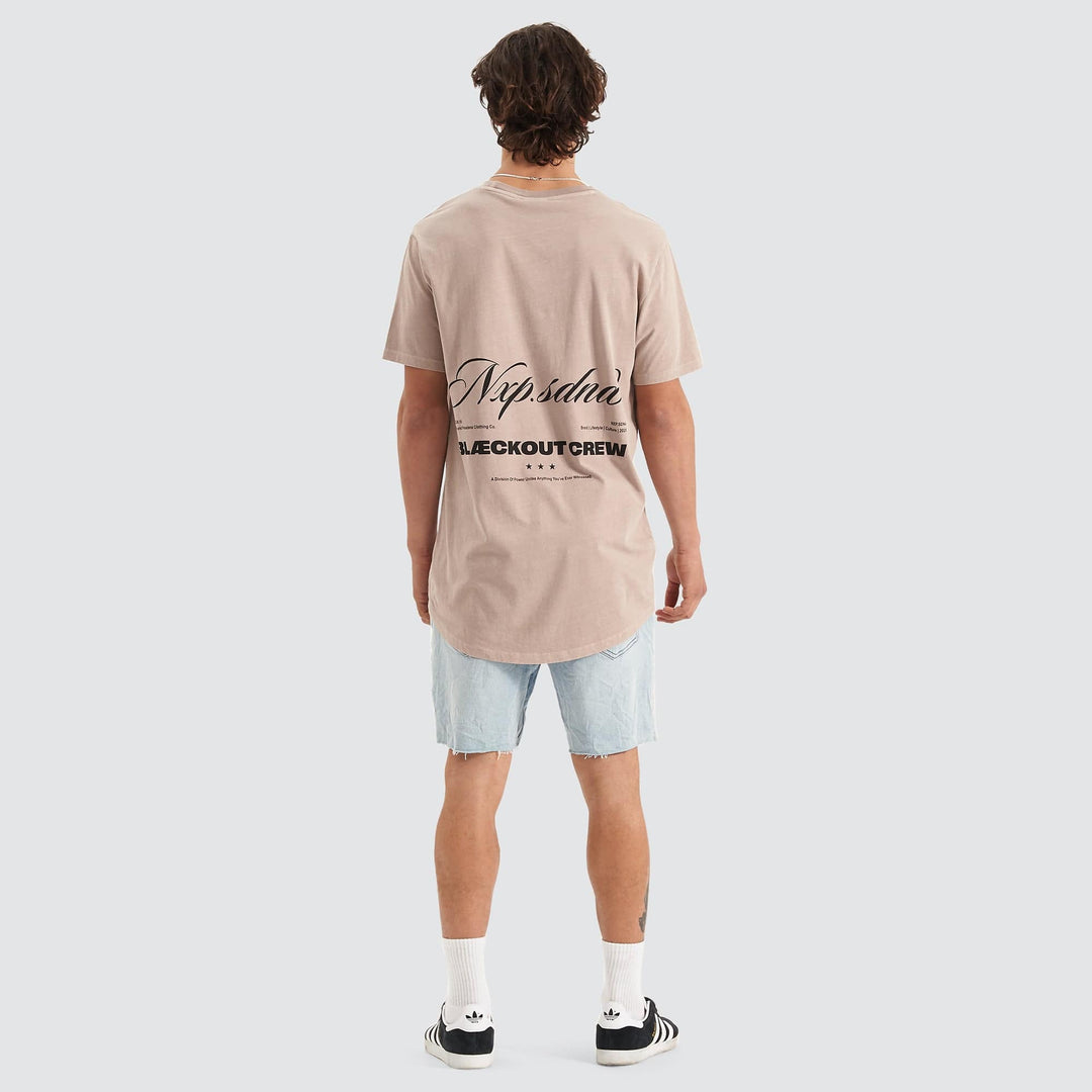 NENA & PASADENA Mens Blackout Cape Back Tee Shirt - Pigment Etherea Grey, MENS TEE SHIRTS, NENA PASADENA, Elwood 101