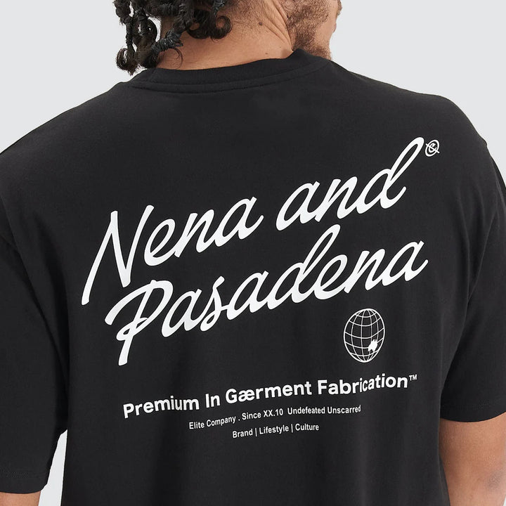 NENA & PASADENA Mens Bouncer Heavy Box Fit Tee - Jet Black, MENS TEE SHIRTS, NENA PASADENA, Elwood 101