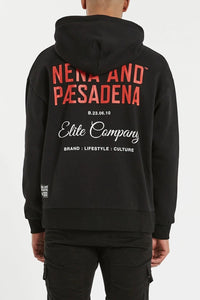 NENA & PASADENA Mens Encryption Relaxed Hooded Sweater Jet Black, MENS HOODIES, NENA PASADENA, Elwood 101