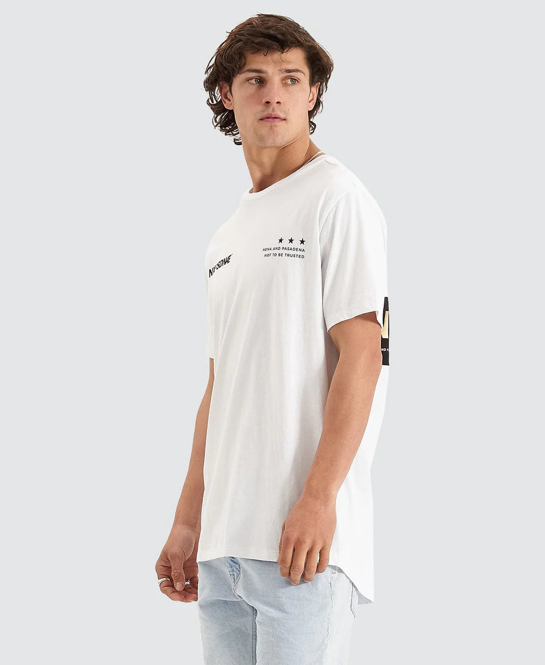 NENA & PASADENA Mens Mercenary Cape Back Tee - White, MENS TEE SHIRTS, NENA PASADENA, Elwood 101