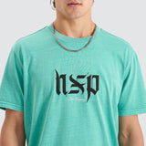 NENA & PASADENA Mens Scripted Cape Back Tee Shirt - Pigment Mint Green, MENS TEE SHIRTS, NENA PASADENA, Elwood 101