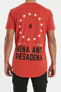 NENA & PASADENA Mens Silverlight Cape Back Tee Shirt Pigment Poppy Red, MENS TEE SHIRTS, NENA PASADENA, Elwood 101