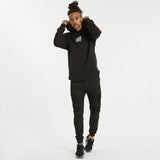 NENA & PASADENA Mens Sphere Hooded Dual Curved Hem Hooded Sweater - Jet Black, MENS HOODIES, NENA PASADENA, Elwood 101