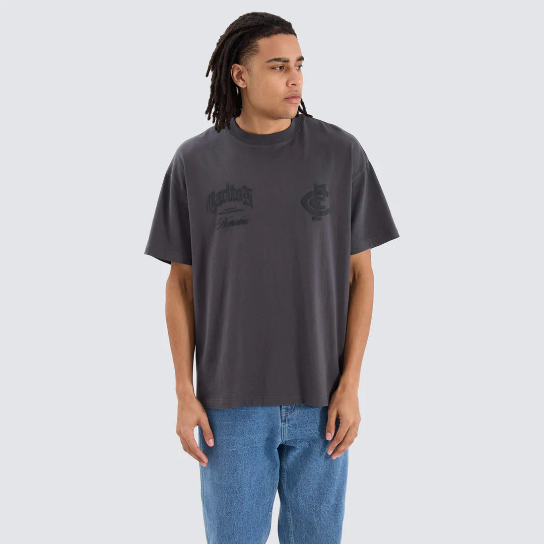 NENA & PASADENA  AFL Mens Carlton Blues AFL Heavy Raptor Tee - Asphalt, MENS TEE SHIRTS, NENA PASADENA, Elwood 101