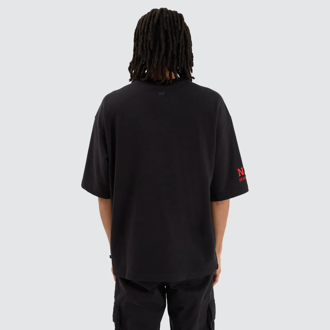 NENA & PASADENA  AFL Mens Essendon Bombers Mega Loop Back Tee Shirt - Jet Black, MENS TEE SHIRTS, NENA PASADENA, Elwood 101