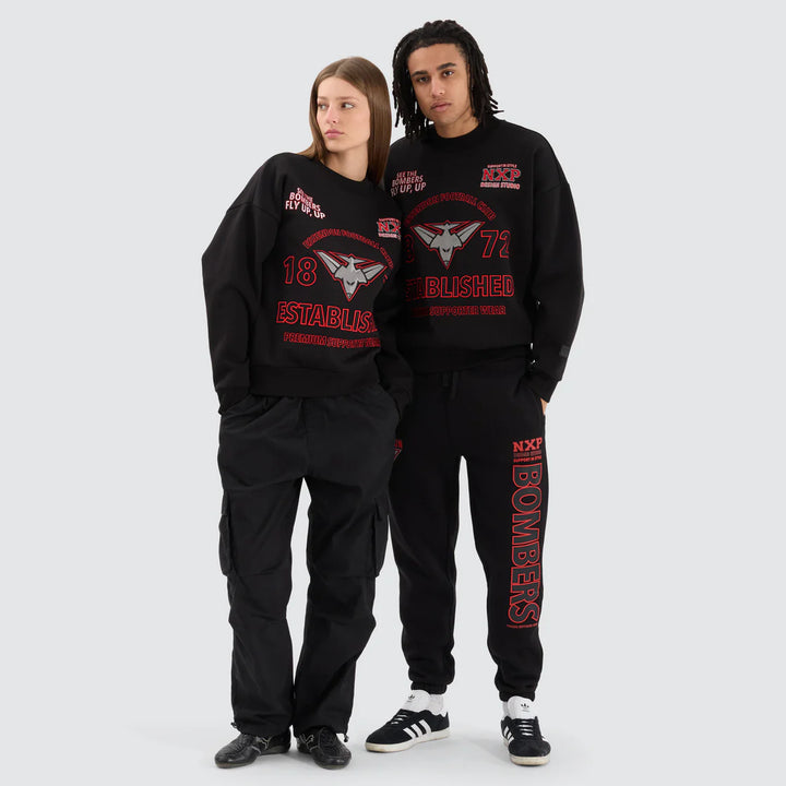 NENA & PASADENA  AFL Mens Essendon Bombers Box Fit Sweater - Jet Black, MENS KNITS & SWEATERS, NENA PASADENA, Elwood 101