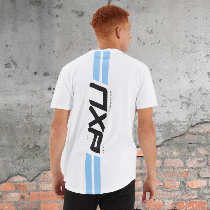 NENA & PASADENA Mens Chain Dual Curved Hem Tee Shirt - Optical White, MENS TEE SHIRTS, NENA PASADENA, Elwood 101