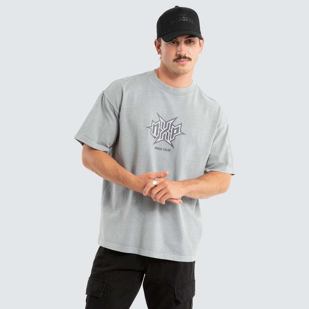 NENA & PASADENA Mens Civil Raptor Tee in Pigment Ultimate Grey