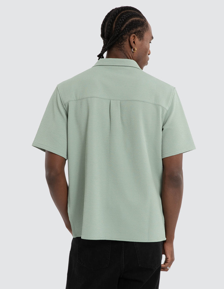 NENA & PASADENA Mens Comfort Short Sleeve Shirt in Sage